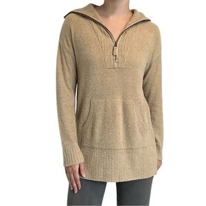 Barefoot Dreams Sweater Quarter Zip Soft Lounge Brown Collar Size Extra Small